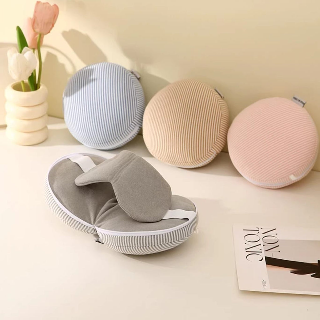 Multifunctional U-Shaped Travel Pillow with Sleep Mask