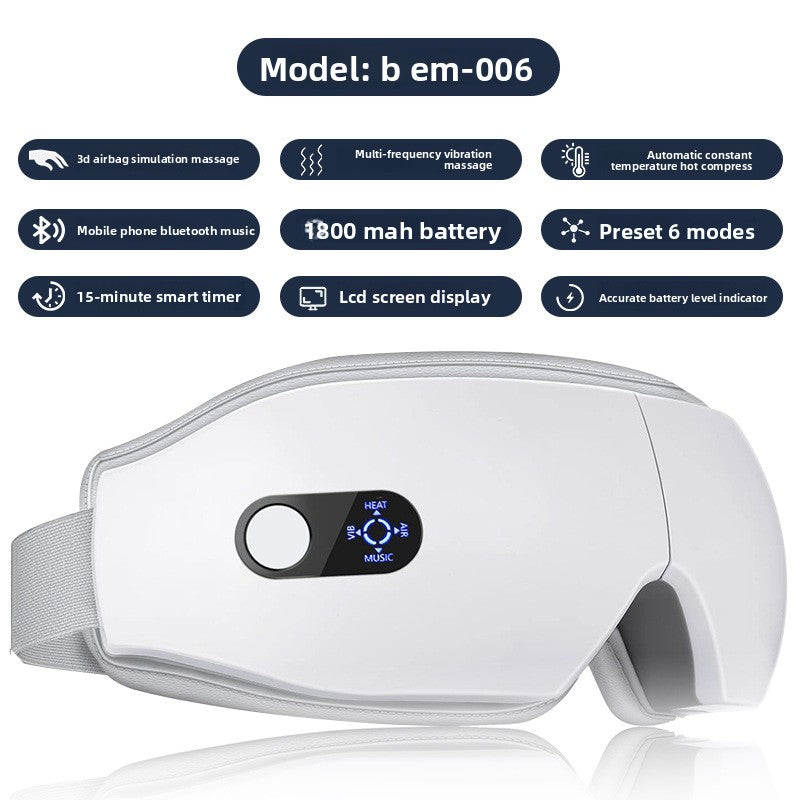 Rechargeable Eye Massager with Heat Therapy and Bluetooth