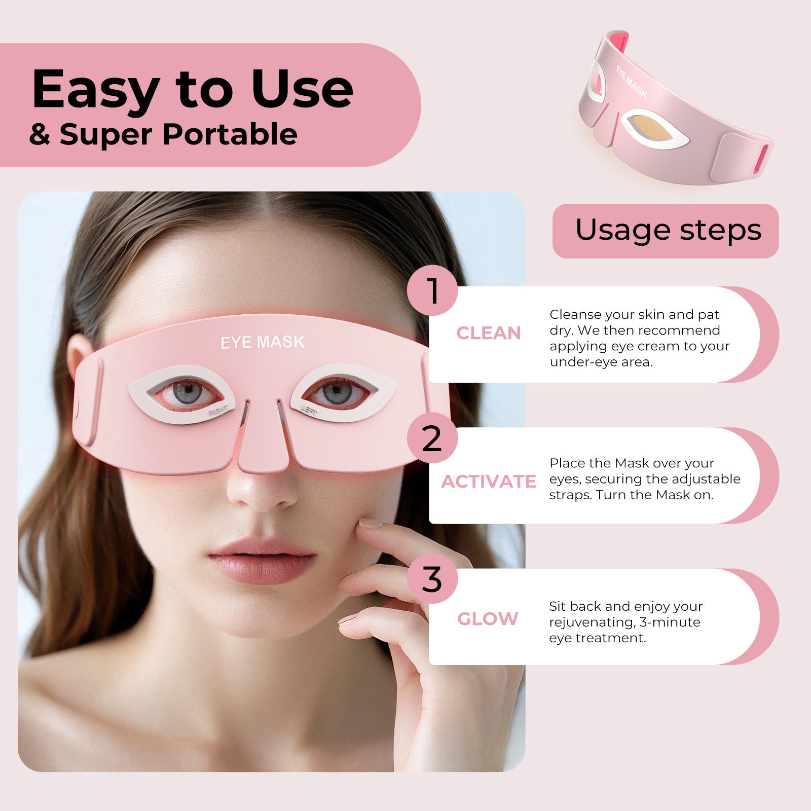 Silicone Eye Massager with Red Light and Heating
