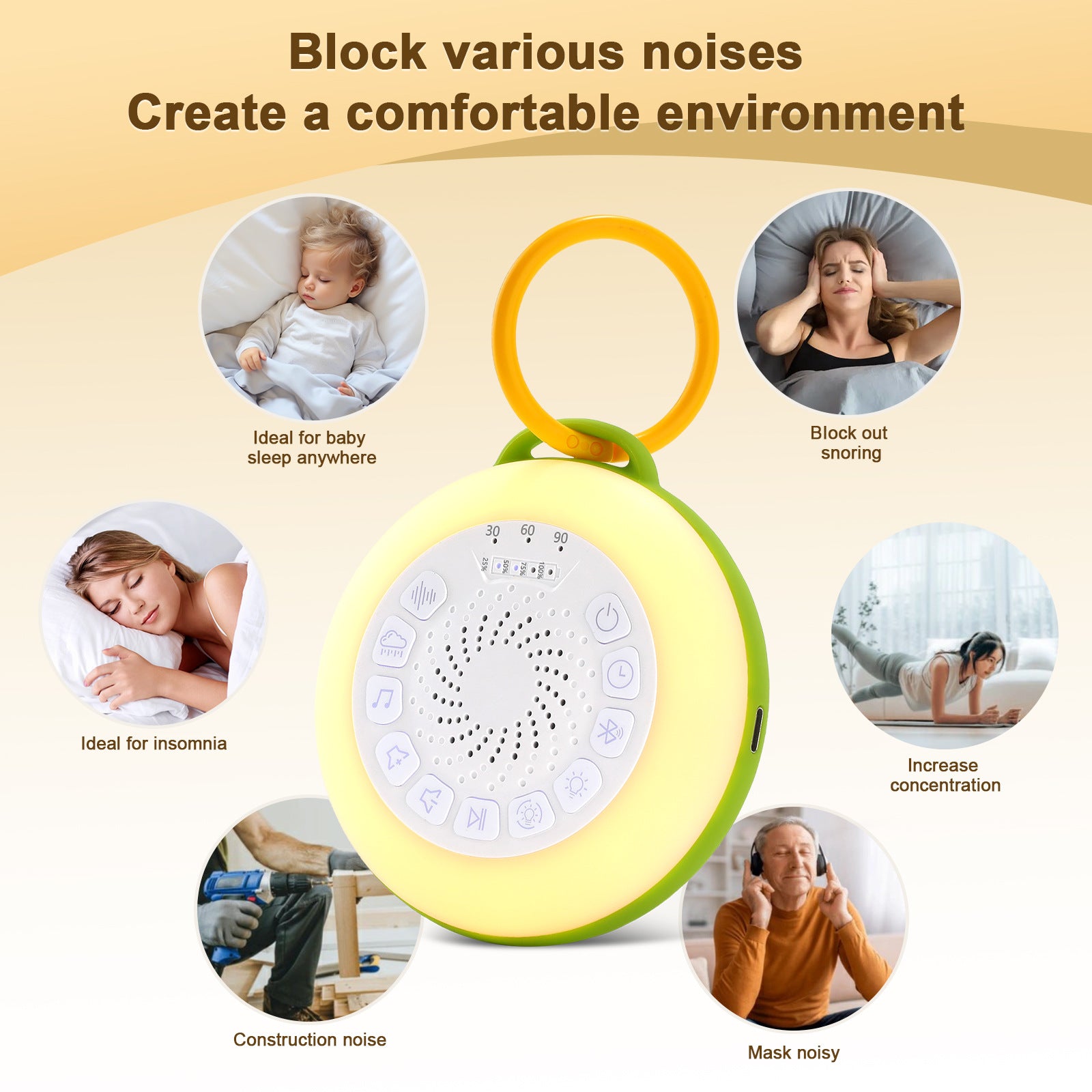 Bluetooth White Noise Machine with Soothing Sounds